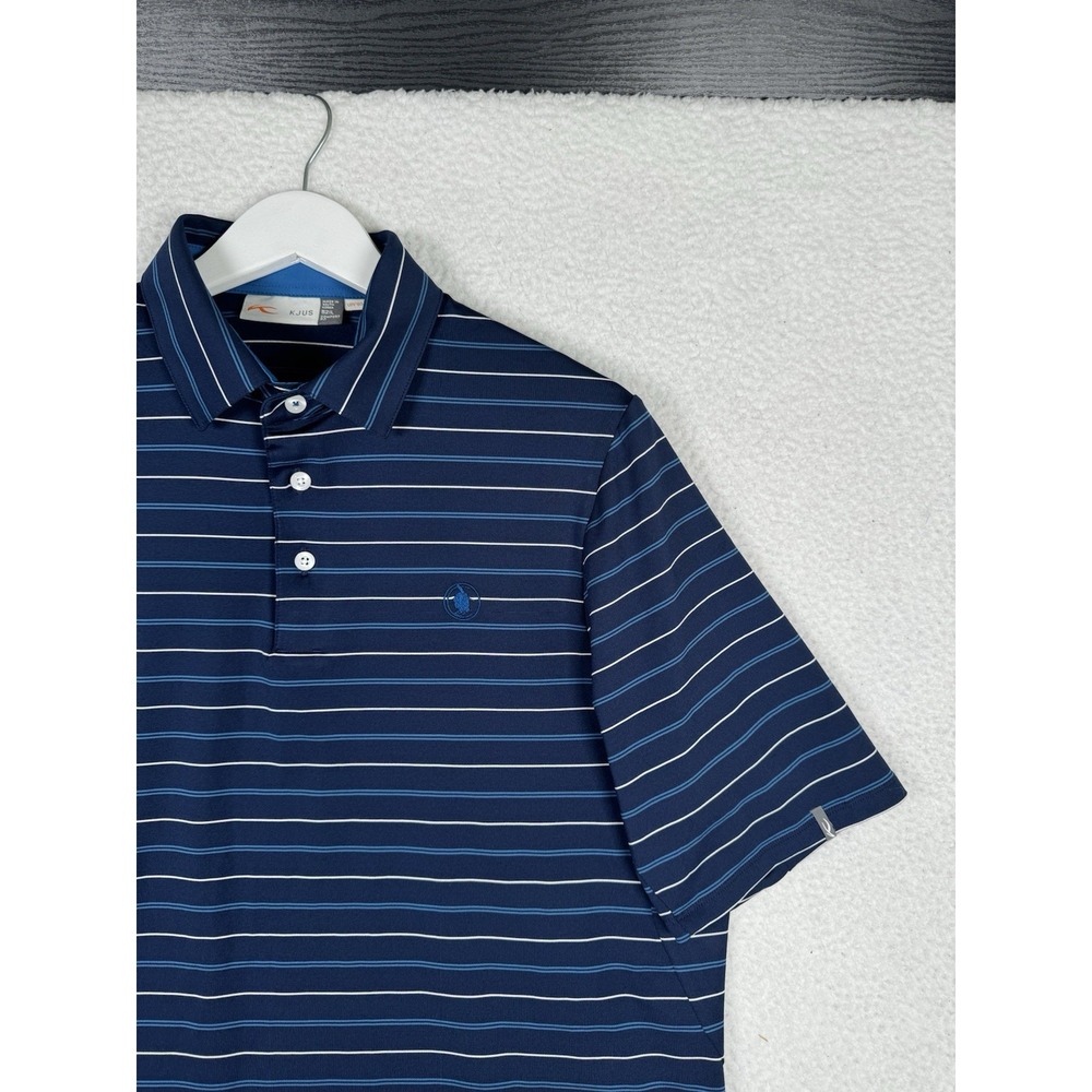 KJUS Golf Polo Blue Striped UPF50+ Comfort Fit size 52/Large